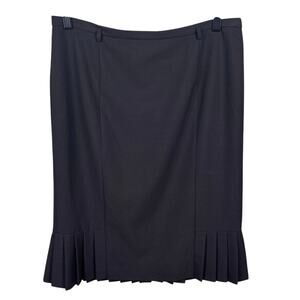 Talbots Women's Size 8 Black Knee Length Pleated Hem Lined Office Pencil Skirt